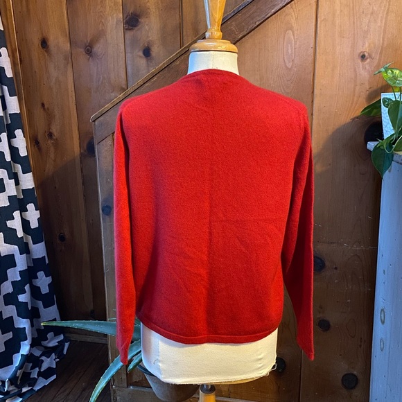 Talbots Red Cashmere Cardigan Sweater - Picture 3 of 6